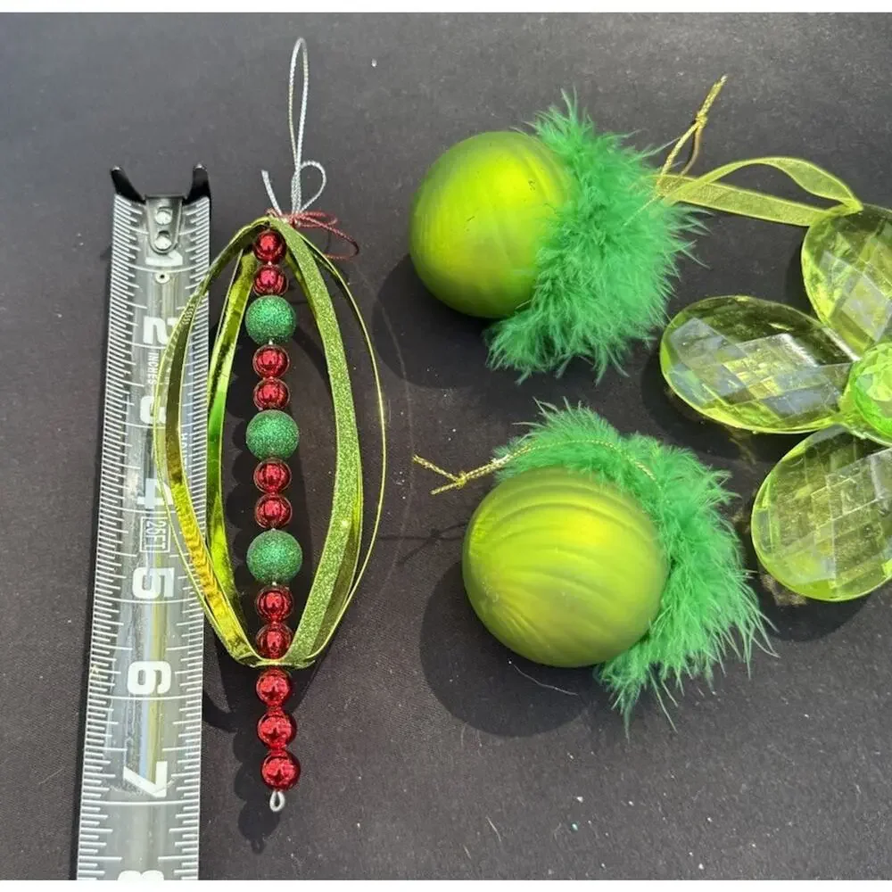3 Vintage Department 56 Whimsical Green Christmas ornaments -Lo10